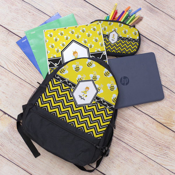 Buzzing Bee Large Backpack - Black - With Stuff