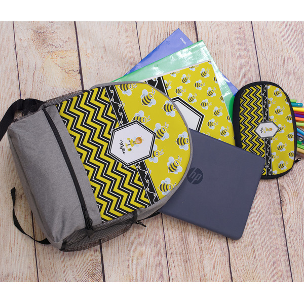 Buzzing Bee Large Backpack - Gray - With Stuff