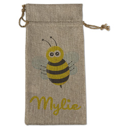 Buzzing Bee Large Burlap Gift Bag - Front (Personalized)