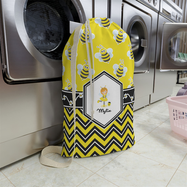 Buzzing Bee Large Laundry Bag - In Context