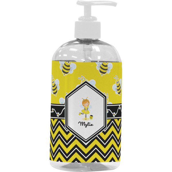 Custom Buzzing Bee Plastic Soap / Lotion Dispenser (16 oz - Large - White) (Personalized)
