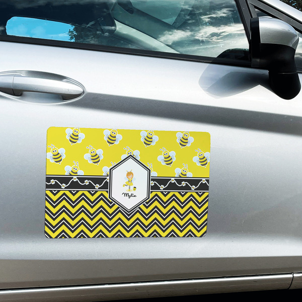 Buzzing Bee Large Rectangle Car Magnets- In Context