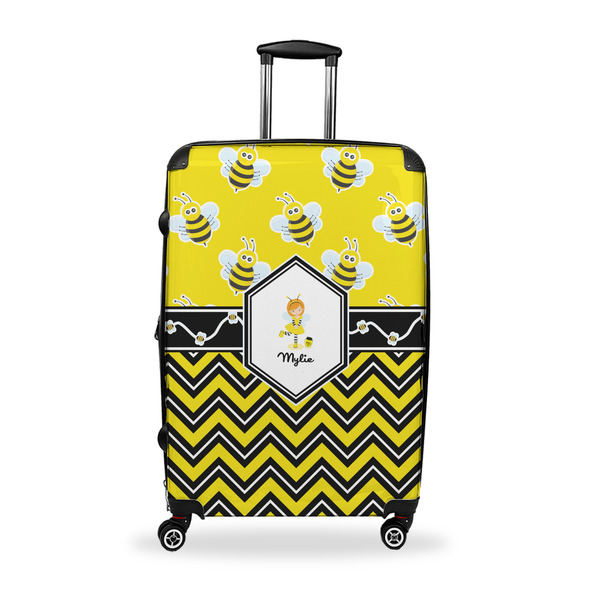 Custom Buzzing Bee Suitcase - 28" Large - Checked w/ Name or Text