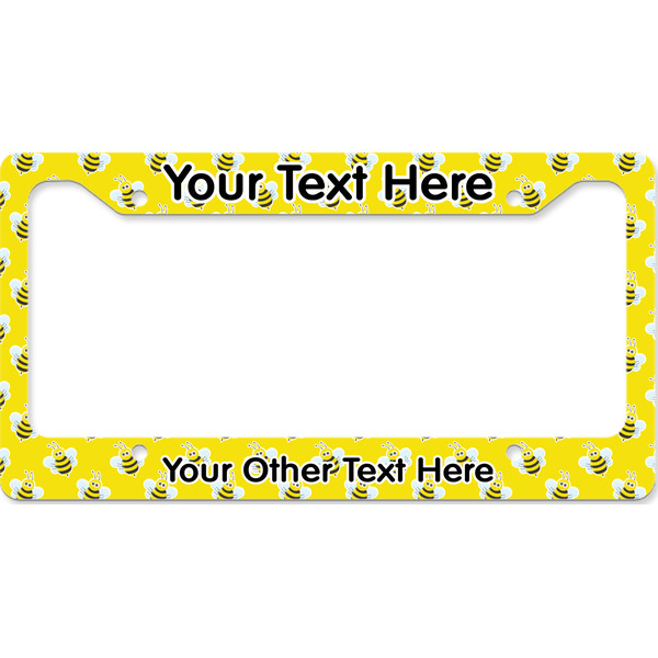 Custom Buzzing Bee License Plate Frame - Style B (Personalized)