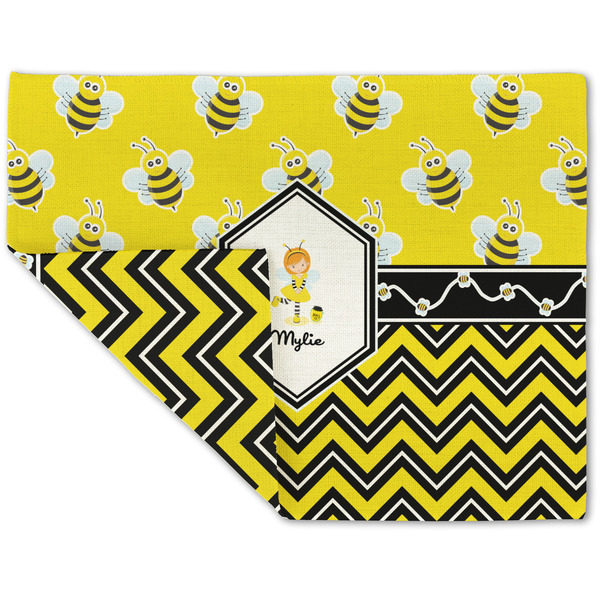 Custom Buzzing Bee Double-Sided Linen Placemat - Single w/ Name or Text
