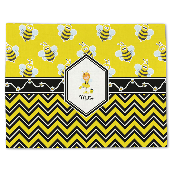 Custom Buzzing Bee Single-Sided Linen Placemat - Single w/ Name or Text