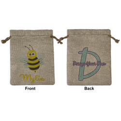 Buzzing Bee Medium Burlap Gift Bag - Front & Back (Personalized)