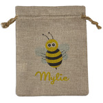 Buzzing Bee Medium Burlap Gift Bag - Front (Personalized)
