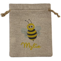 Buzzing Bee Medium Burlap Gift Bag - Front (Personalized)