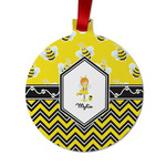 Buzzing Bee Metal Ball Ornament - Double Sided w/ Name or Text