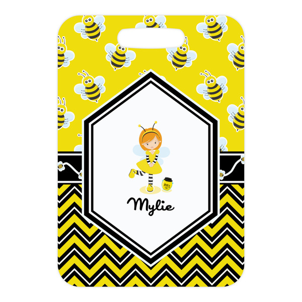 Buzzing Bee Metal Luggage Tag - Front Without Strap
