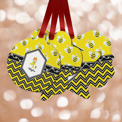 Buzzing Bee Metal Ornaments - Double Sided w/ Name or Text