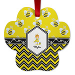 Buzzing Bee Metal Paw Ornament - Double Sided w/ Name or Text