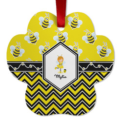 Buzzing Bee Metal Paw Ornament - Double Sided w/ Name or Text