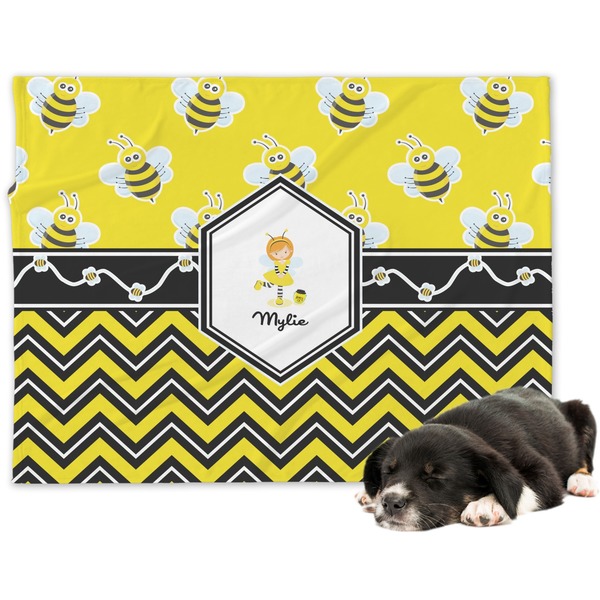 Custom Buzzing Bee Dog Blanket - Large (Personalized)