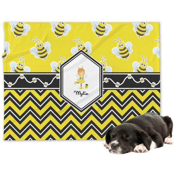 Custom Buzzing Bee Dog Blanket - Regular (Personalized)