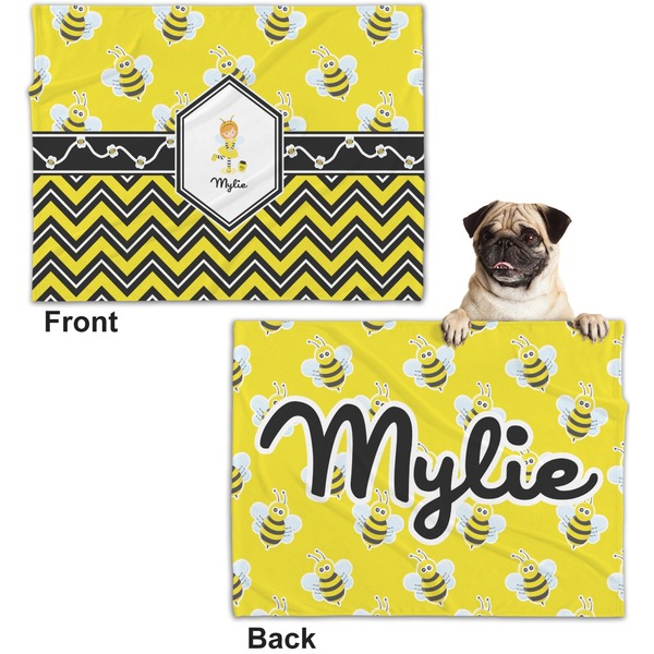 Buzzing Bee Microfleece Dog Blanket - Regular - Front & Back