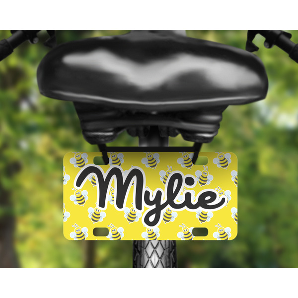 Buzzing Bee Mini License Plate on Bicycle