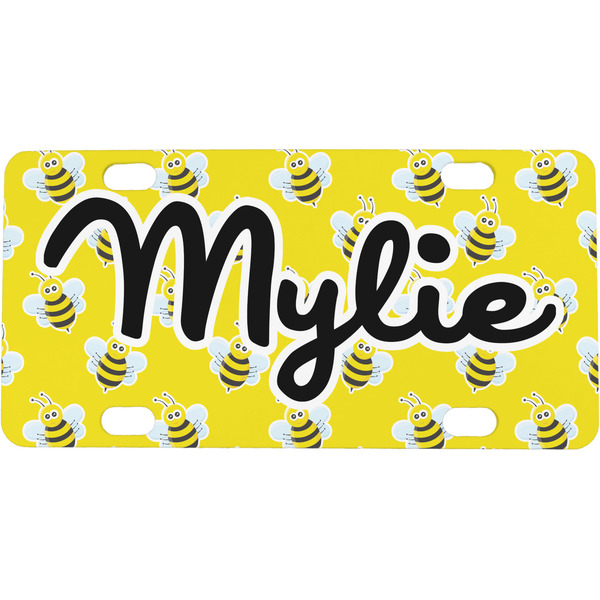 Custom Buzzing Bee Mini / Bicycle License Plate (4 Holes) (Personalized)