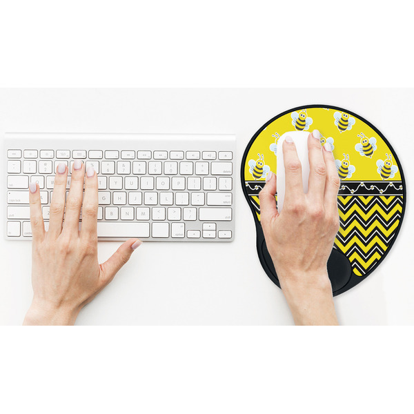 Buzzing Bee Mouse Pad with Wrist Rest - LIFESYTLE 2 (in use)