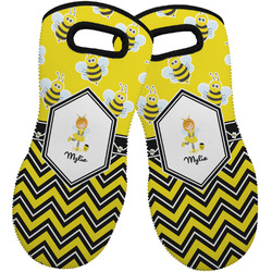 Buzzing Bee Neoprene Oven Mitts - Set of 2 w/ Name or Text