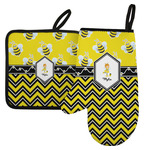 Buzzing Bee Left Oven Mitt & Pot Holder Set w/ Name or Text