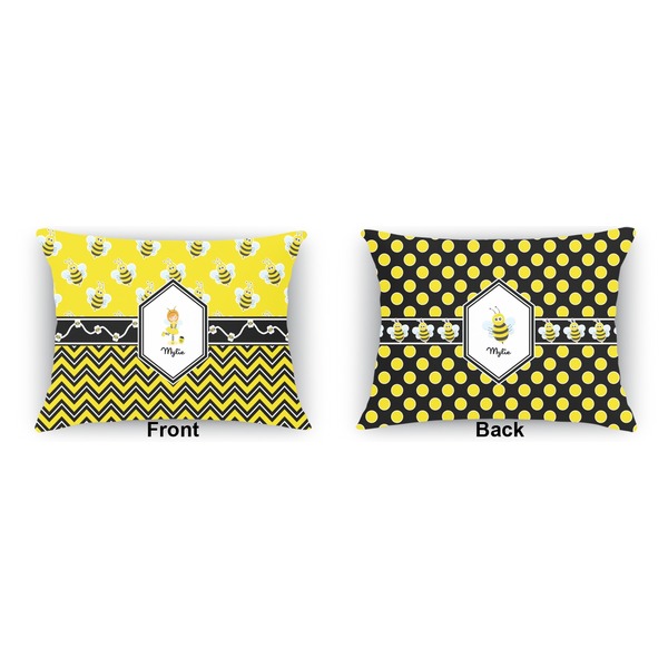 Buzzing Bee  Outdoor Rectangular Throw Pillow (Front and Back)