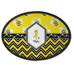 Buzzing Bee Iron On Oval Patch w/ Name or Text