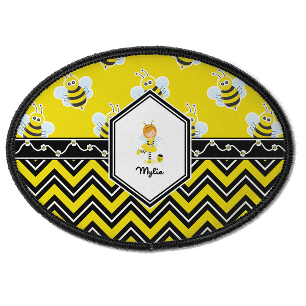 Custom Buzzing Bee Iron On Oval Patch w/ Name or Text
