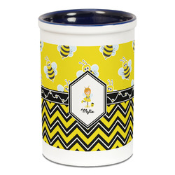 Buzzing Bee Ceramic Pencil Holders - Blue