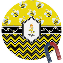 Buzzing Bee Round Fridge Magnet (Personalized)