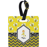 Buzzing Bee Plastic Luggage Tag - Square w/ Name or Text