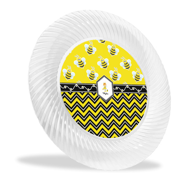 Custom Buzzing Bee Plastic Party Dinner Plates - 10" (Personalized)