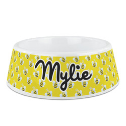 Buzzing Bee Plastic Dog Bowl (Personalized)