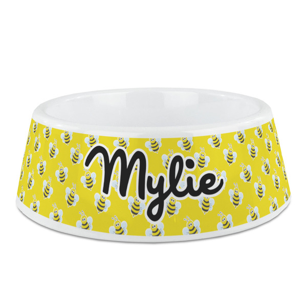 Custom Buzzing Bee Plastic Dog Bowl - Medium (Personalized)