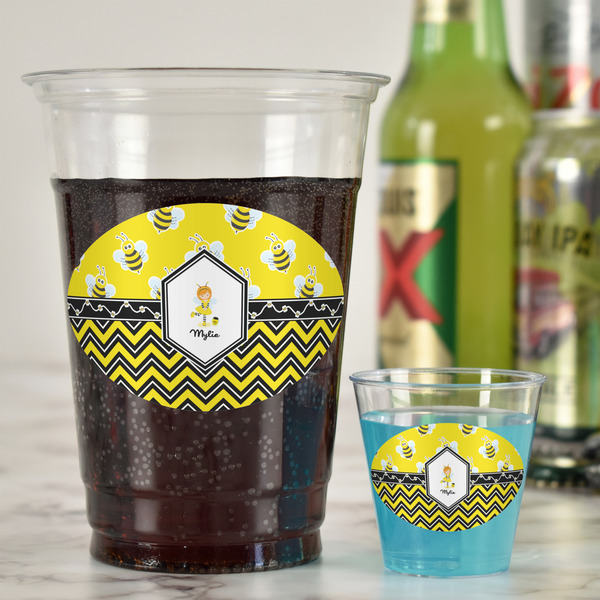 Buzzing Bee Plastic Shot Glasses - In Context