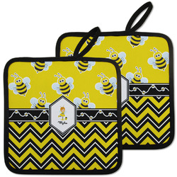 Buzzing Bee Pot Holders - Set of 2 w/ Name or Text