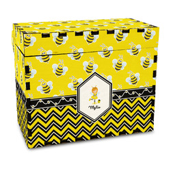 Buzzing Bee Wood Recipe Box - Full Color Print (Personalized)