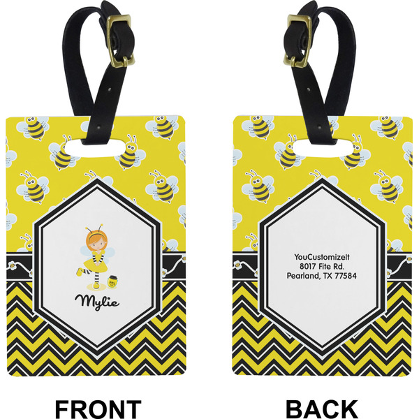 Buzzing Bee Rectangle Luggage Tag (Front + Back)