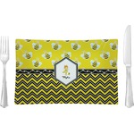 Buzzing Bee Rectangular Glass Lunch / Dinner Plate - Single or Set (Personalized)