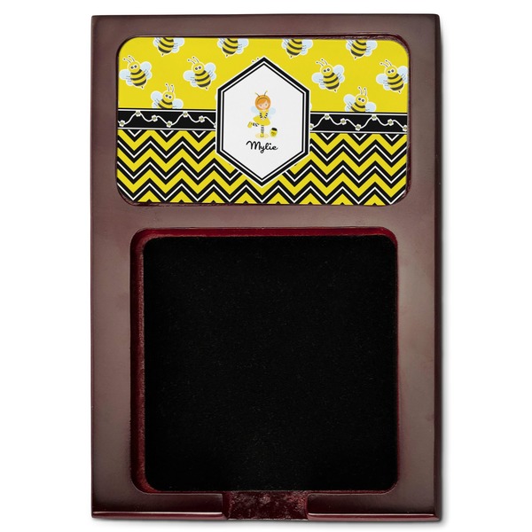 Buzzing Bee Red Mahogany Sticky Note Holder - Flat
