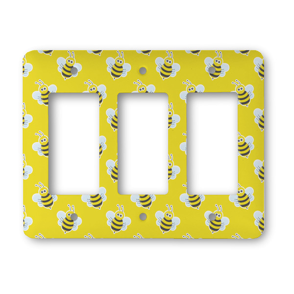 Custom Buzzing Bee Rocker Style Light Switch Cover - Three Switch
