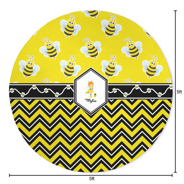 Buzzing Bee Round Area Rug - Size
