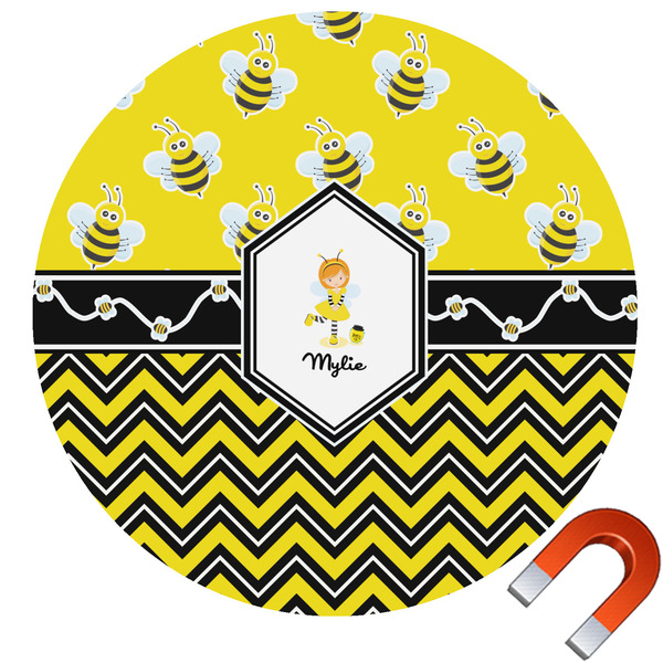 Custom Buzzing Bee Round Car Magnet - 10" (Personalized)