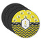 Buzzing Bee Round Rubber Backed Coasters - Set of 4 (Personalized)