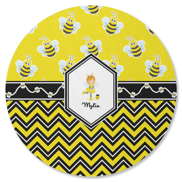 Buzzing Bee Round Coaster Rubber Back - Single