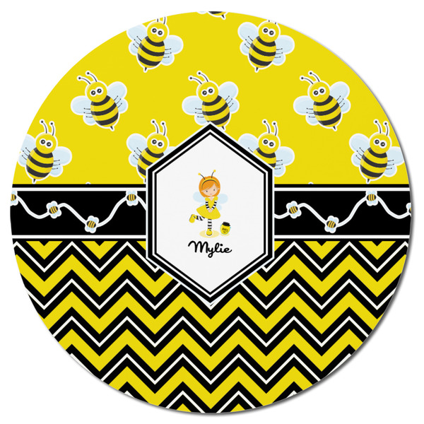 Buzzing Bee Round Fridge Magnet - FRONT