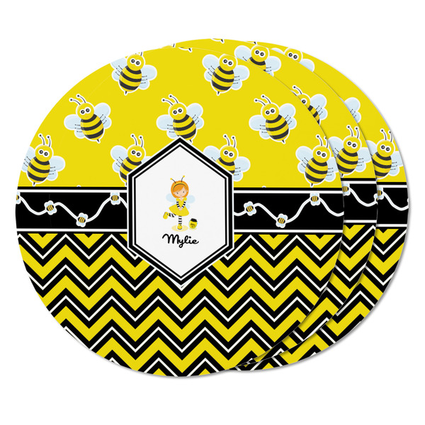 Buzzing Bee Round Fridge Magnet - THREE