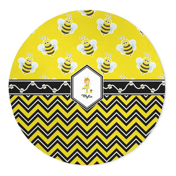Custom Buzzing Bee 5' Round Indoor Area Rug (Personalized)