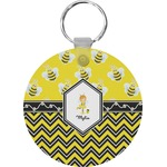 Buzzing Bee Round Plastic Keychain (Personalized)